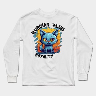 Russian Blue Royalty Graffiti Long Sleeve T-Shirt